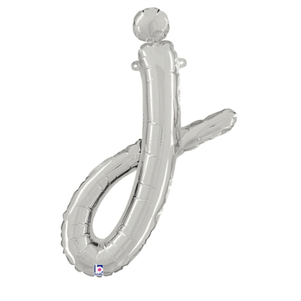 Silver Script Letter J Foil Balloon 24"