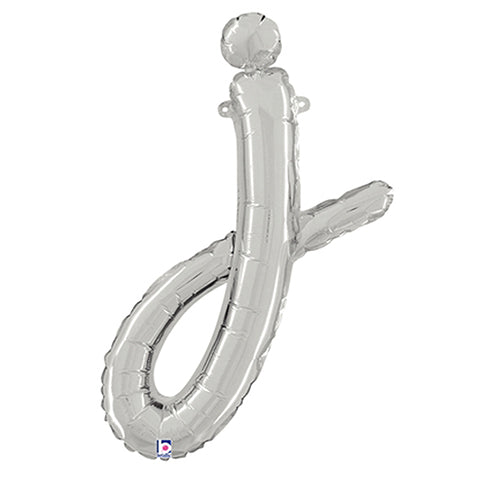 Silver Script Letter J Foil Balloon 24"
