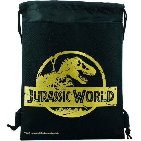 Jurassic World Raptor Black Gold Drawstring Bag
