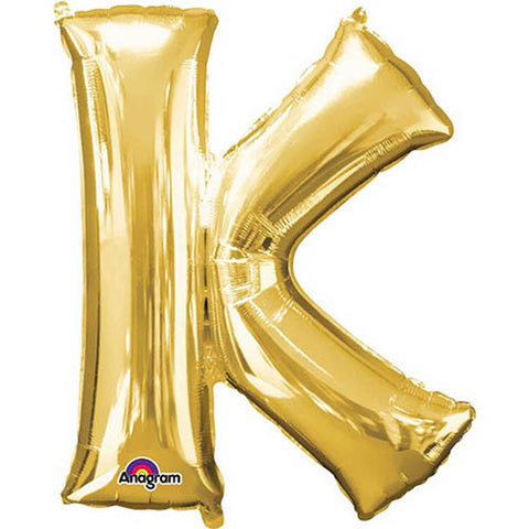 Giant Gold Letter K Foil Balloon 33"