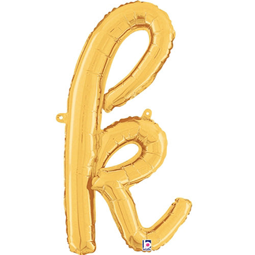 Gold Script Letter K Foil Balloon 24"