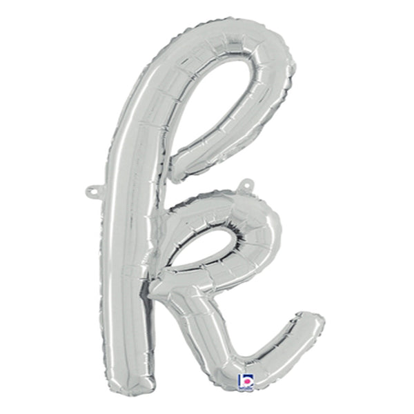Silver Script Letter K Foil Balloon 24"