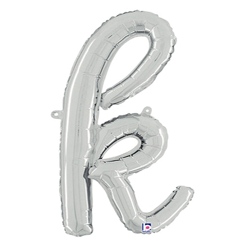 Silver Script Letter K Foil Balloon 24"