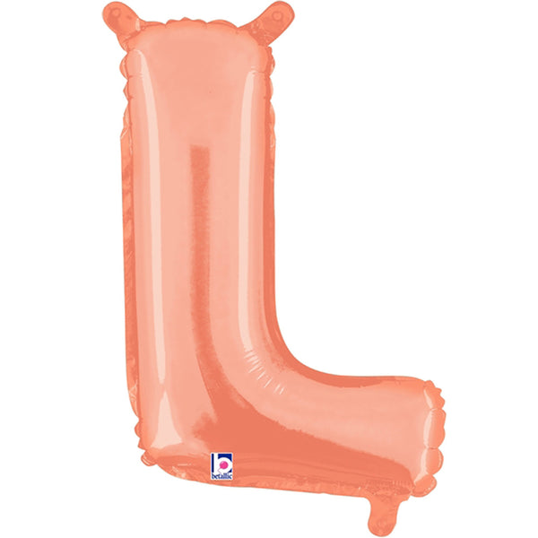 Air Filled Rose Gold Letter L Balloon 14"