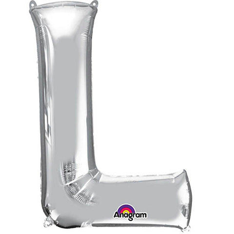 Giant Silver Letter L Foil Balloon 32"