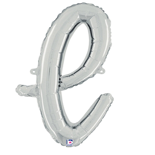 Silver Script Letter L Foil Balloon 24"
