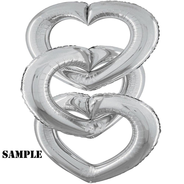 Link Together Silver Heart Foil Balloon 32"