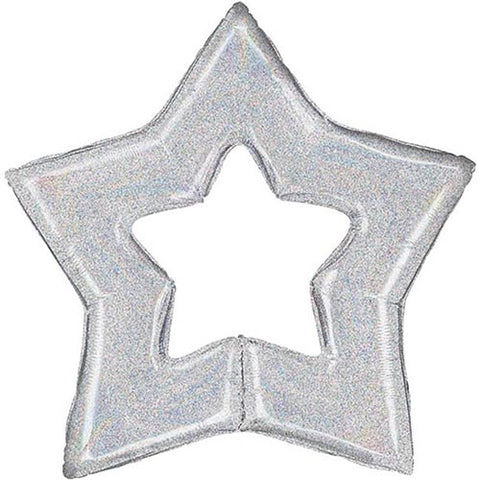 Link Together Holographic Silver Star Foil Balloon 48"