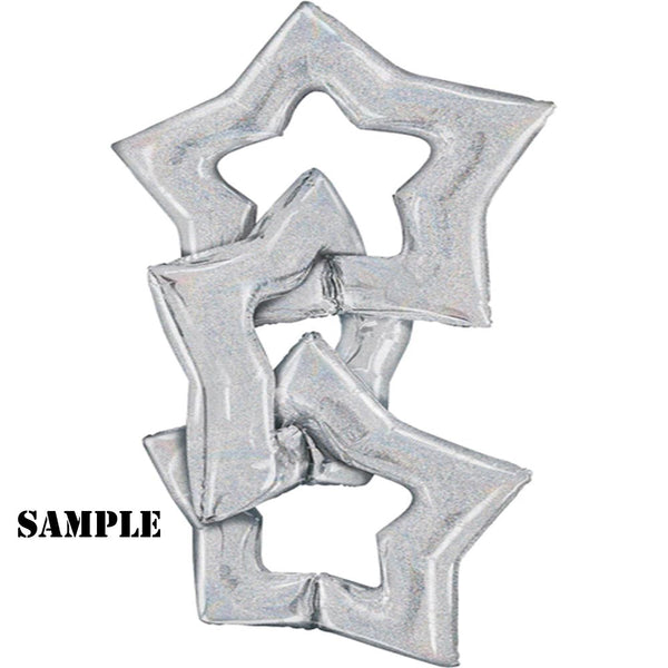 Link Together Holographic Silver Star Foil Balloon 48"