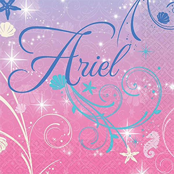 Little Mermaid Ariel Authentic Licensed Beverage Napkins 16ct