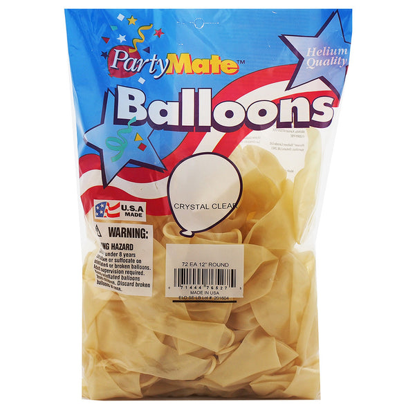 Pioneer 72 Crystal Clear Latex Balloons 11" Made In USA.
