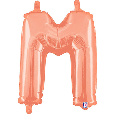 Air Filled Rose Gold Letter M Balloon 14"