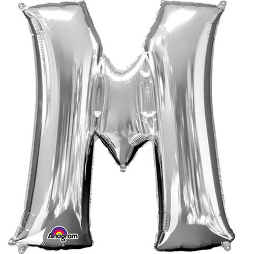 Giant Silver Letter M Foil Balloon 33"
