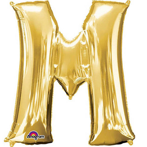 Giant Gold Letter M Foil Balloon 33"