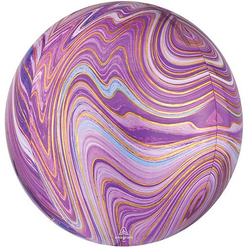 3 Purple Marblez Orbz Balloons 16" Pack