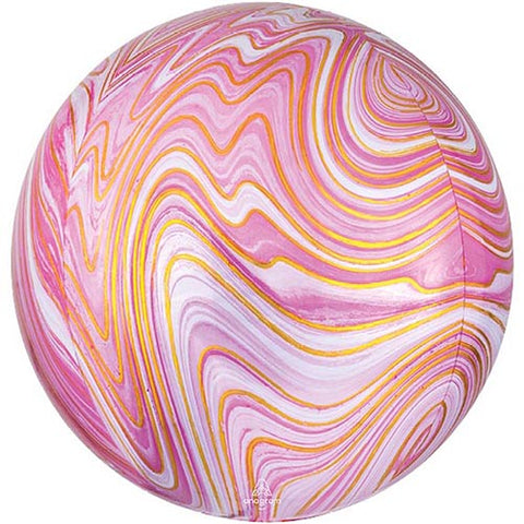 3 Pink Marblez Orbz Balloons 16" Pack