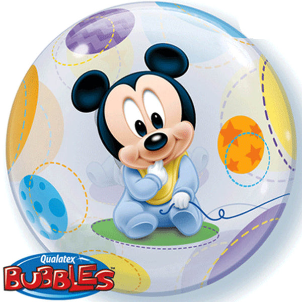 Mickey Mouse balloon Baby Bubbles Stretchy Plastic 22"