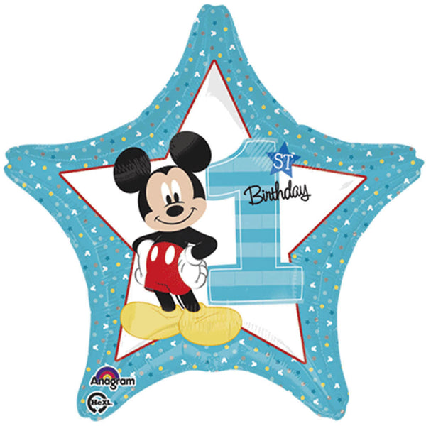 Mickey Mouse balloon 1st Birthday Blue Foil 18"