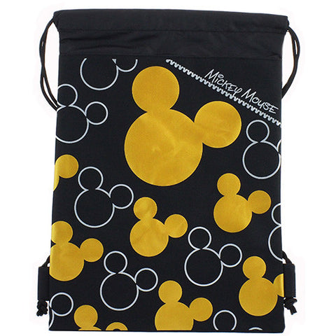 Mickey Mouse Character Licensed Black Gold Drawstring Bag