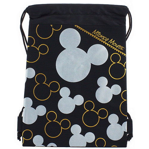 Mickey Mouse Character Licensed Black Silver Drawstring Bag