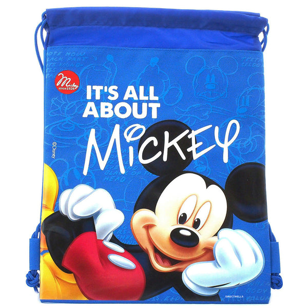 Mickey Mouse " It's All About Mickey " Character Licensed Blue Drawstring Bag