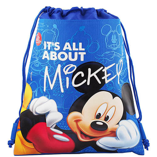 Mickey Mouse " It's All About Mickey " Character Licensed Blue Drawstring Bag