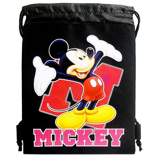 Mickey Mouse " M " Character Licensed Black Drawstring Bag