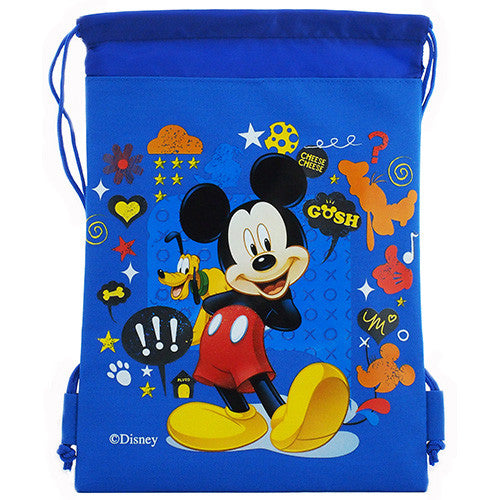 Mickey Mouse " Cheese Cheese " Character Licensed Blue Drawstring Bag