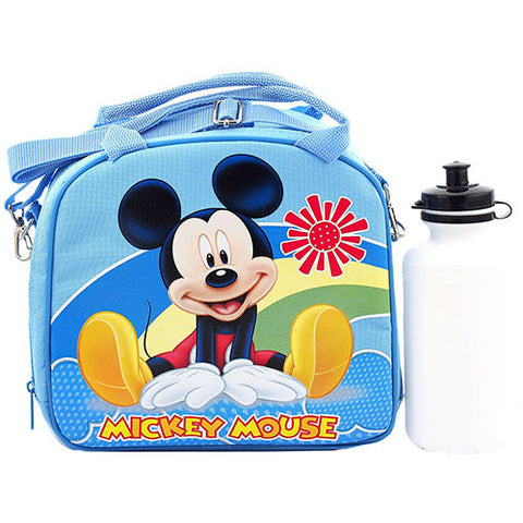 Mickey Mouse Character Authentic Licensed Light Blue Lunch bag with Water Bottle