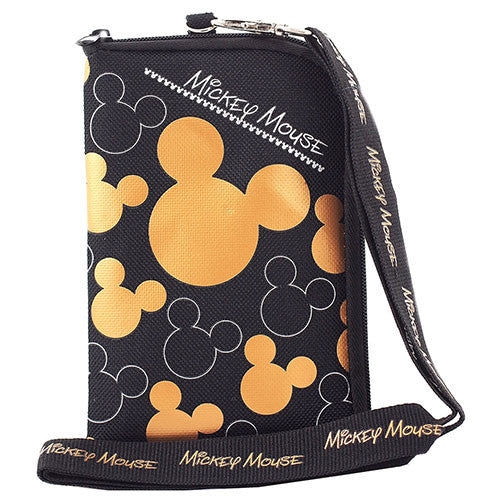 Mickey Mouse Character Black/Gold Lanyard with Detachable Cellphone Case Or Coin Purse