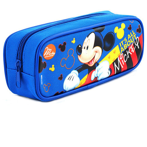 Mickey Mouse " It's All About Mickey " Character Single Zipper Blue Pencil Case