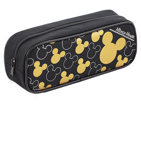 Mickey Mouse Character Single Zipper Black Gold Pencil Case