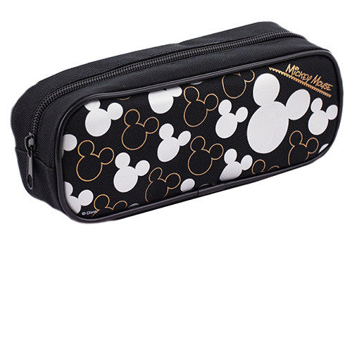 Mickey Mouse Character Single Zipper Black Silver Pencil Case