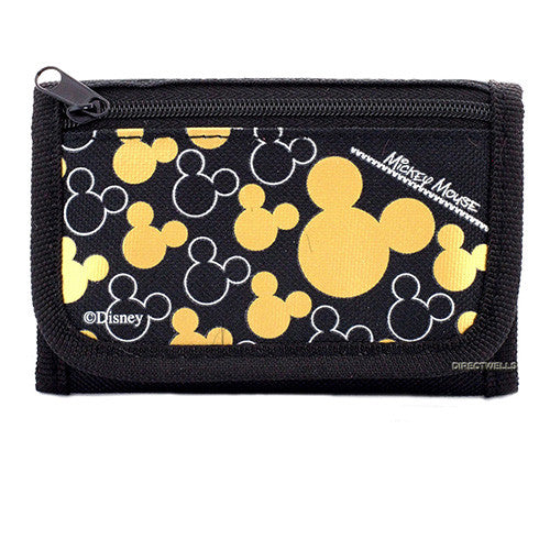 Mickey Mouse Character Black Gold Trifold Wallet