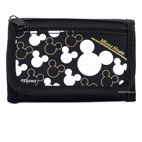Mickey Mouse Character Black Silver Trifold Wallet