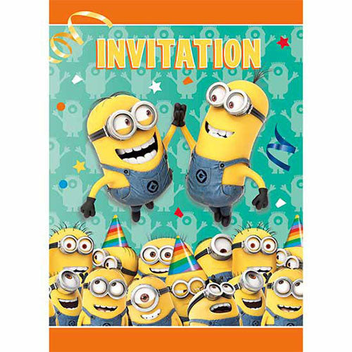 Despicable Me Minions 8 Invitation Cards