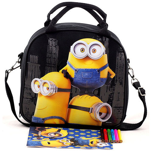 Despicable Me Minions Authentic Licensed Black Lunch bag with Statione