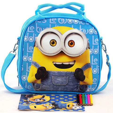 Despicable Me Minions Authentic Licensed Turquoise Lunch bag with Stationery Set