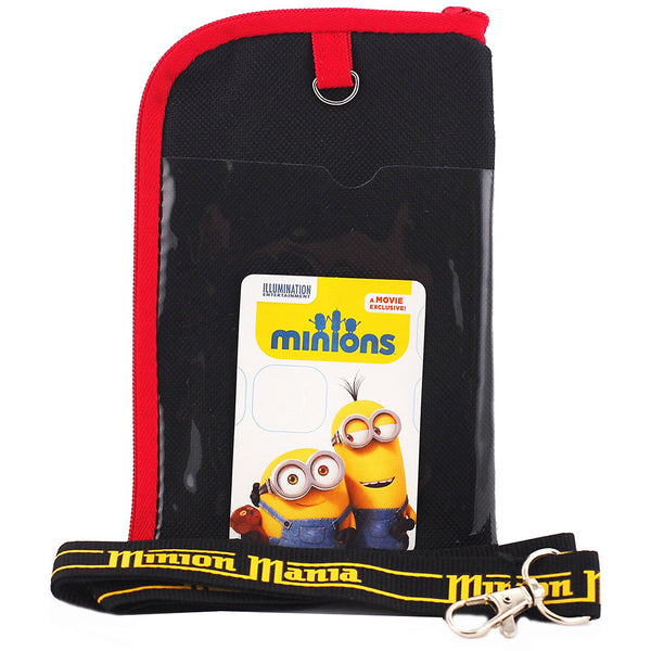 Despicable Me Minions Character Black Lanyard with Detachable Cellphone Case Or Coin Purse