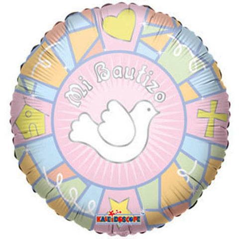 18" Baptism Dove " Mi Bautizo " Spanish Theme Pink Foil Balloon ( 3 balloons )