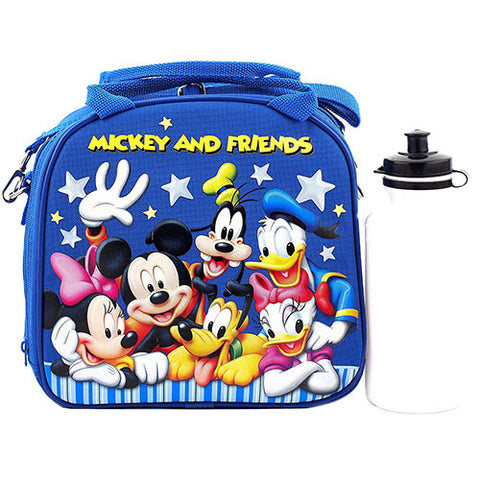 Mickey Mouse and Friends Character Authentic Licensed Blue Lunch bag with Water Bottle