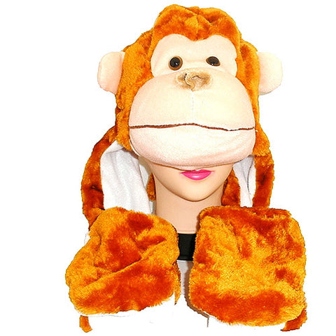 Monkey Plush Light Brown Long Hat