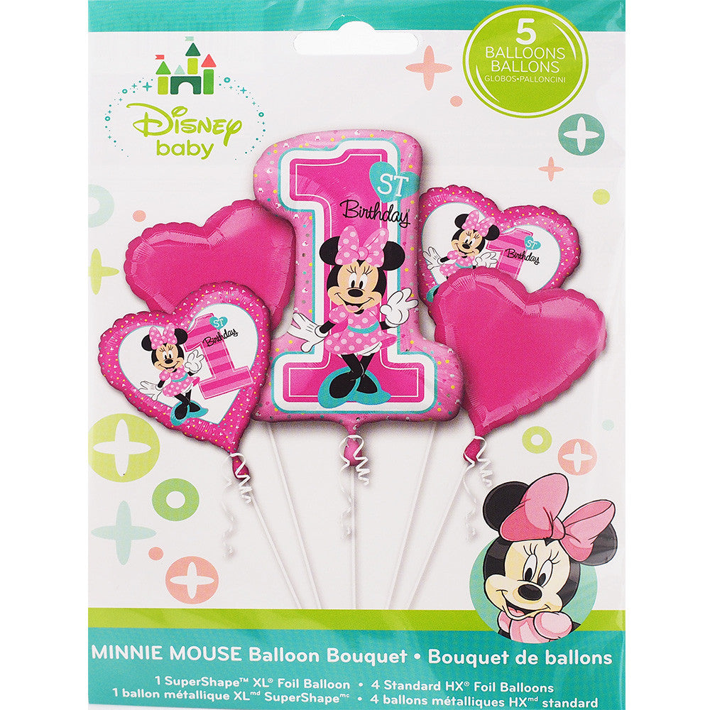 Bouquet de 05 Ballons Minnie Mouse Rose