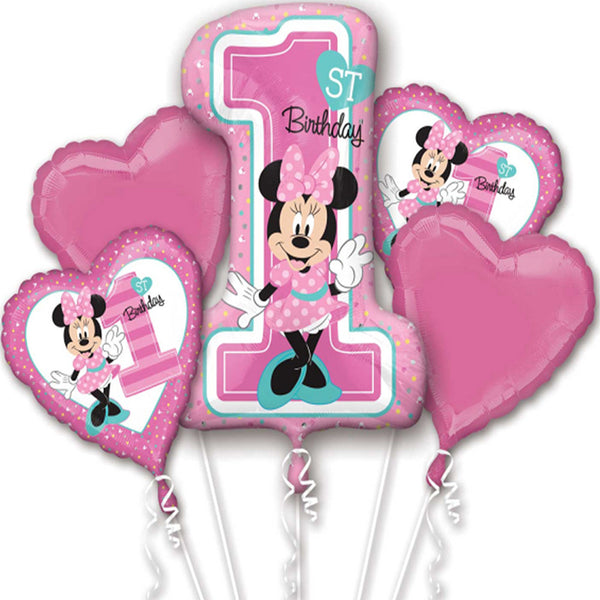 Disney Minnie Mouse Balloon 1st birthday bouquet