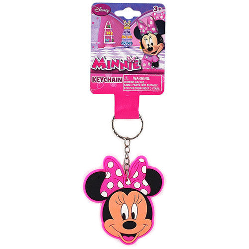 Minnie Mouse Character Pink Rubber Head Key Chain