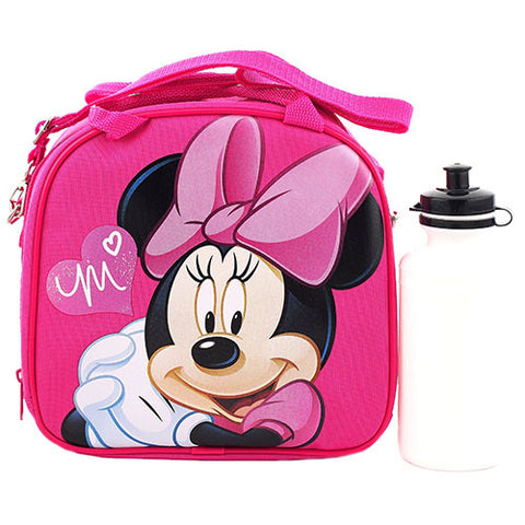 Minnie Mouse Character Authentic Licensed Pink Lunch bag with Water Bottle