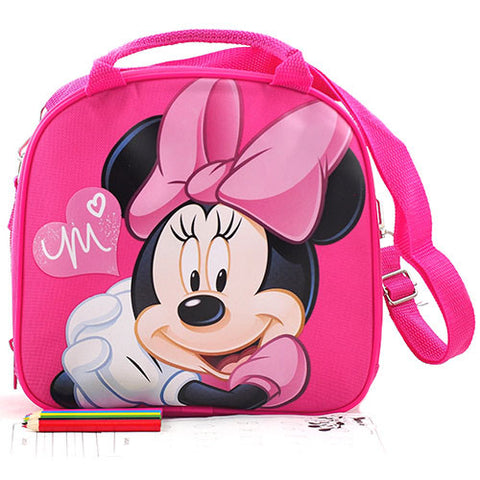 Disney Minnie Mouse Authentic Licensed Pink Lunch bag with Stationery Set