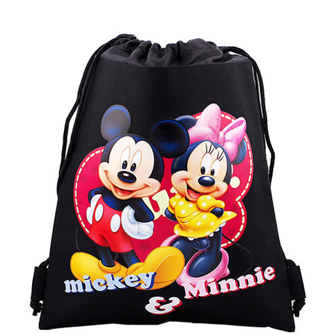 Mickey and Minnie Mouse Character Licensed Black Drawstring Bag