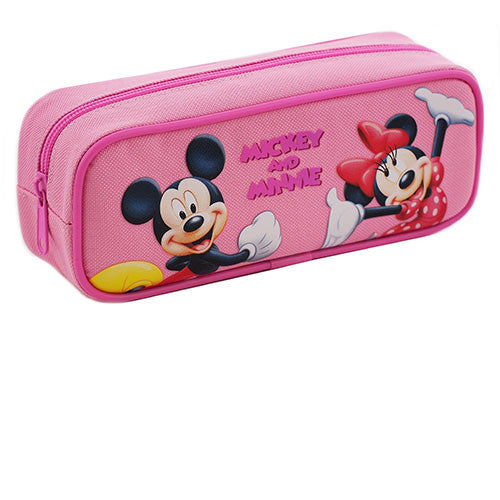 Minnie and Mickey Mouse Character Single Zipper Pink Pencil Case