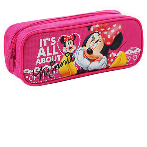 Minnie Mouse " It's All About Minnie " Character Single Zipper Hot Pink Pencil Case
